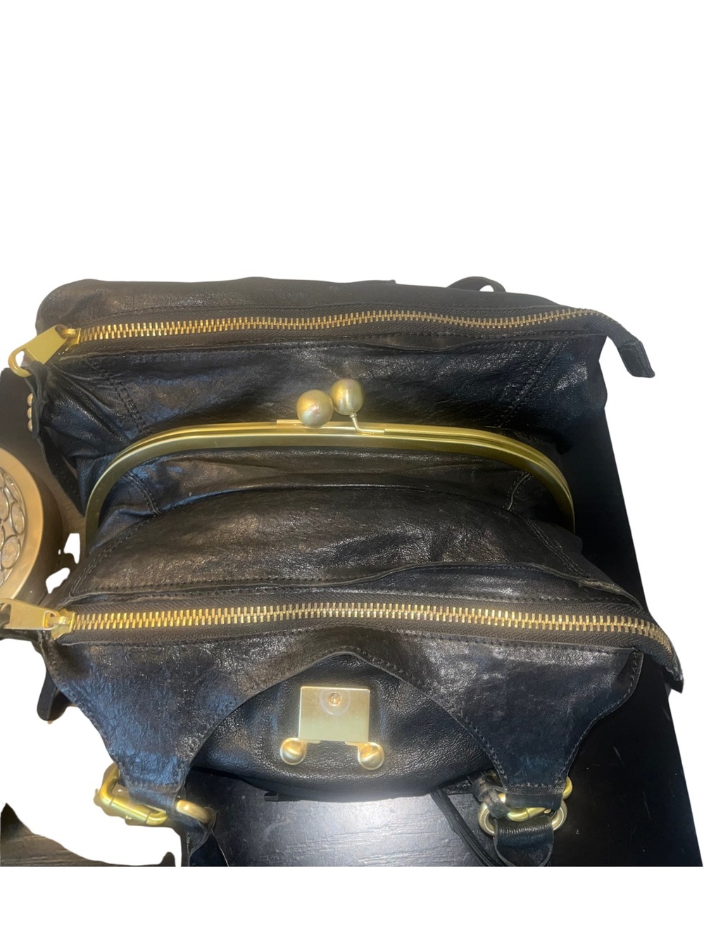 Badgley Mischka Vintage Black Leather Shoulder Bag - Picture 8 of 12
